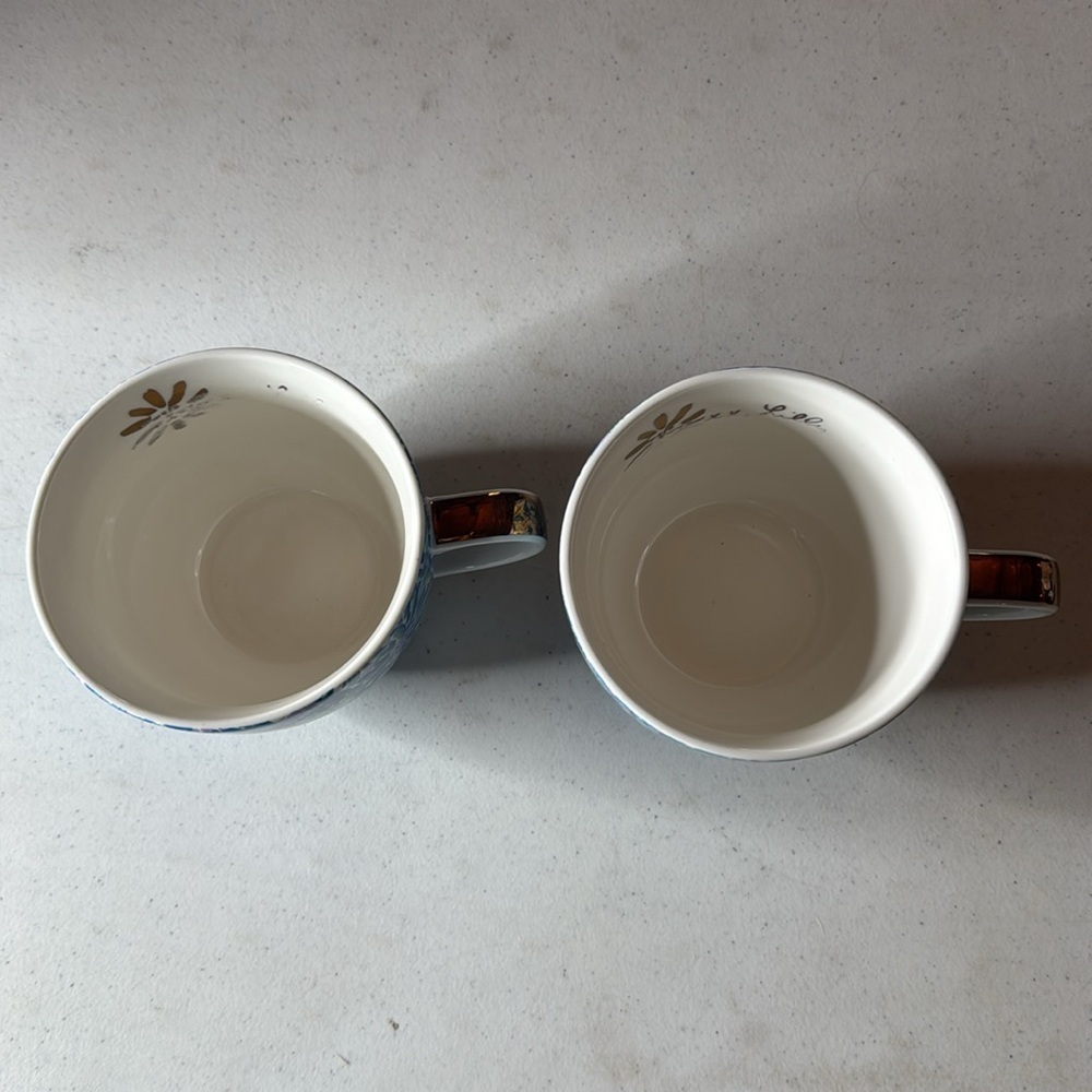 Lilly Pulitzer 12oz Ceramic Mugs Blue Floral Pair of 2 - Picture 6 of 11